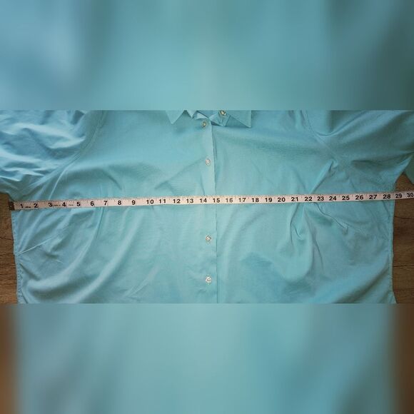 Lands' End Aqua Blue Wrinkle Free Button-up Blouse Women's Plus 26W - Picture 6 of 7